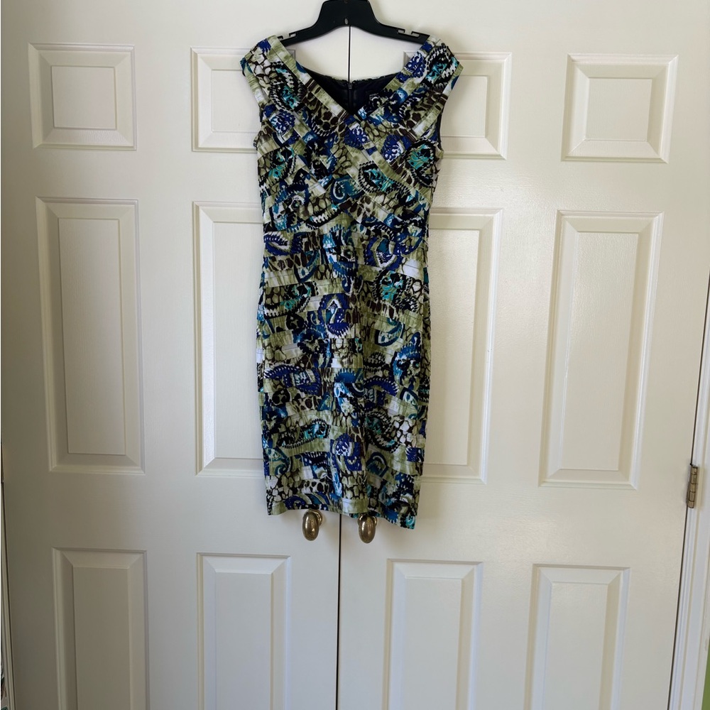 Adrianna Papell Blue and Green Mini Dress